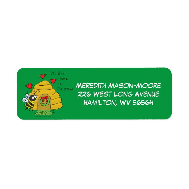 Étiquette Jolie Bee Christmas Drôle Cartoon de vacances (Devant)