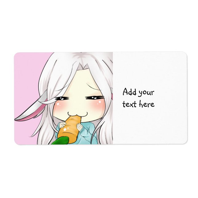 Étiquette Jolie chibi fille avec des oreilles de lapin étiqu (Devant)