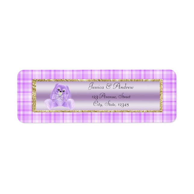 Étiquette Jolie Fête de Naissance Lapin Lilas (Devant)