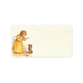 Étiquette Jolie fille victorienne Vintage avec brundage chio