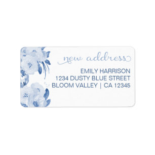Étiquette Jolie Fleurs Bleues Dusty Nouvelle adresse