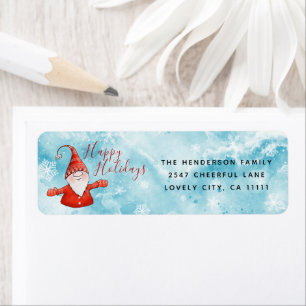 Étiquette Jolie Gnome Joyeuses Fêtes Noël Retour Adresse
