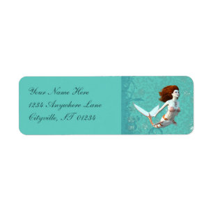 Étiquette Jolie Koi Mermaid Nager Sous L'Eau