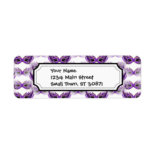 Étiquette Jolie Mascarade violette Mascarade Masques Mardi G (Devant)