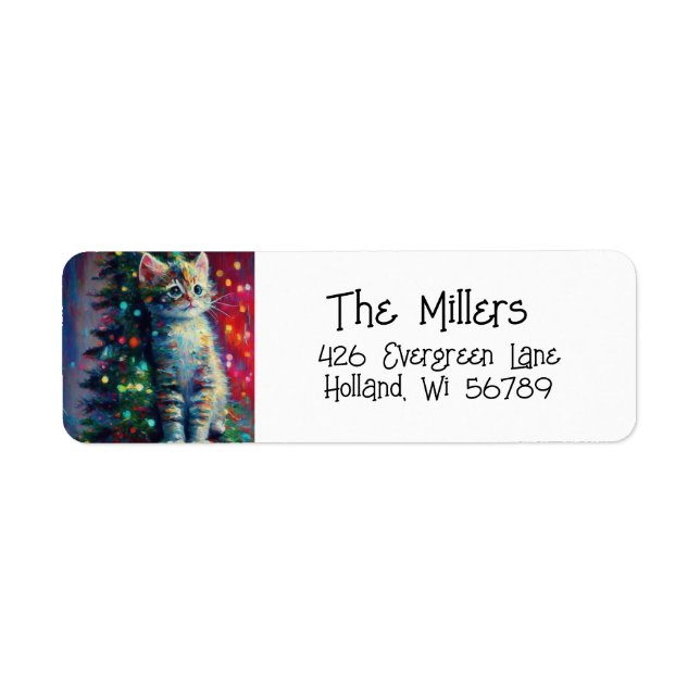 Étiquette Jolie Noël Kitten Festive (Devant)