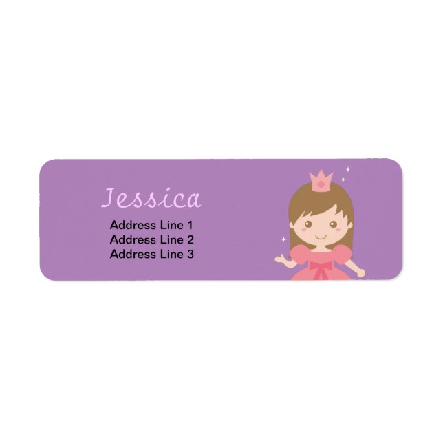 Étiquette Jolie Princesse, Rose pour Petites Filles (Devant)