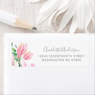 Étiquette Jolie rose Magnolia Floral Simple Adresse de retou