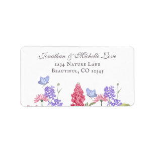 Étiquette Jolies fleurs colorées et papillons Adresse