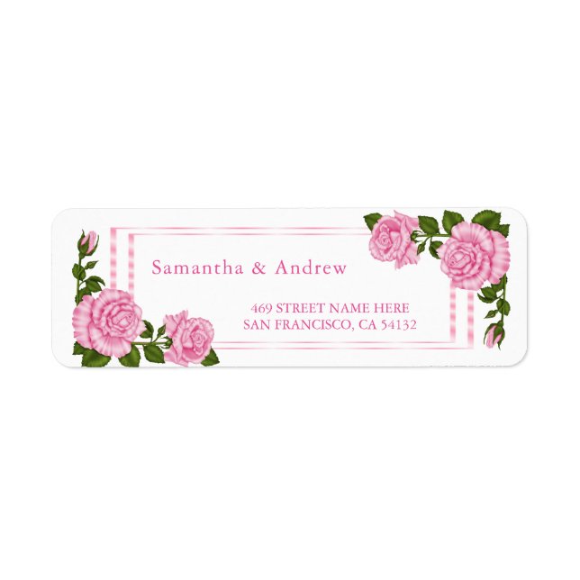 Étiquette Jolis bouquets de coin rose pour mariage (Devant)
