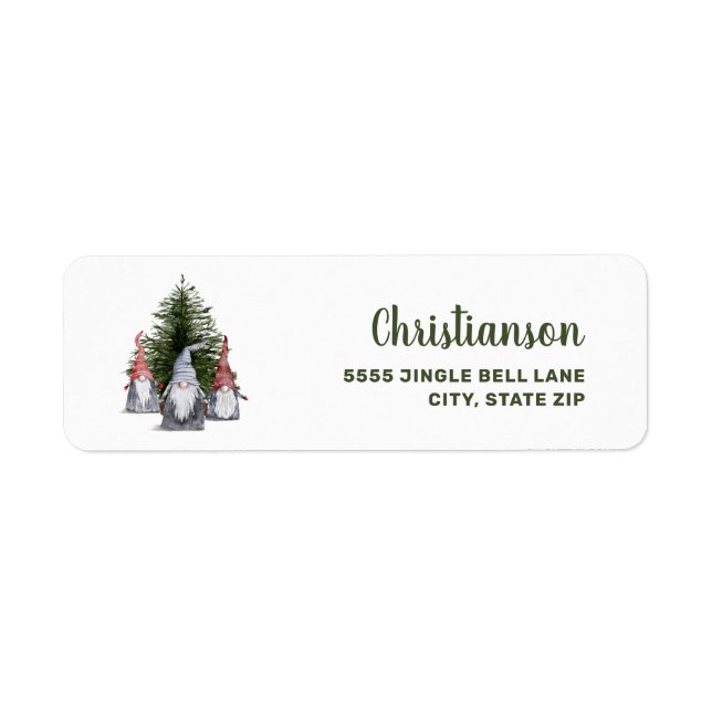 Étiquette Jolis nains de Noël arbre  (Devant)