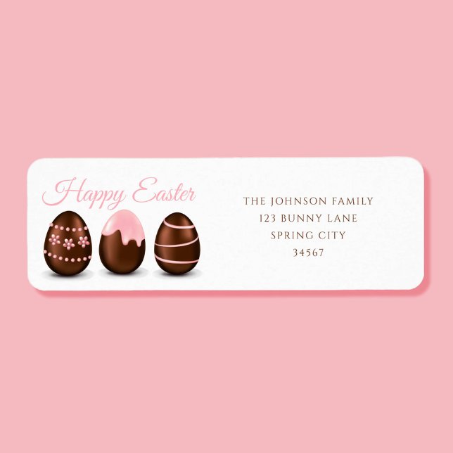 Étiquette Jolis œufs en chocolat Joyeuses Pâques Adresse (Cute Chocolate Eggs Happy Easter Address Label)