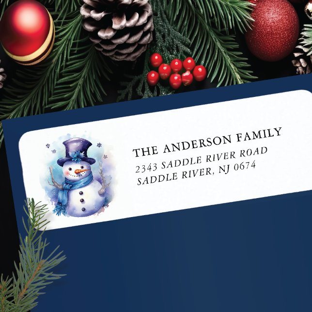 Étiquette Jolly Snowman Adresse de retour (Créateur téléchargé)