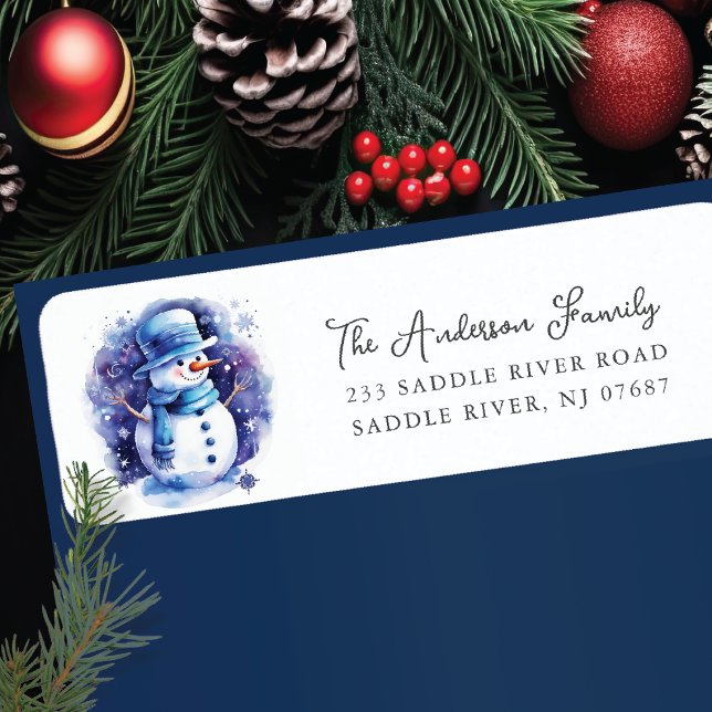 Étiquette Jolly Snowman Adresse de retour (Créateur téléchargé)