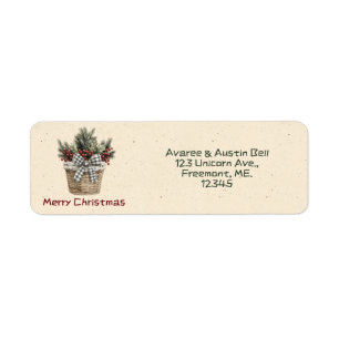 Étiquette Jory Christmas Floral Panier Retourner l'adresse é
