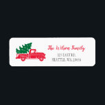 Étiquette Jote Christmas Tree Vintage Truck Adresse Labe<br><div class="desc">Joli sapin de Noël Vintage Camion Rouge Étiquettes de adresse</div>