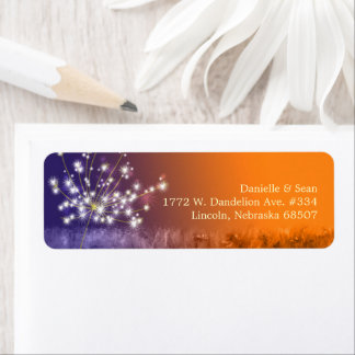 Étiquette Jote Sunset Dandelion Mariage Adresse de retour
