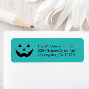 Étiquette Jote turquoise Jack-o'-lantern Halloween s'amuser 