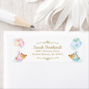 Étiquette Jote Twins garçon fille Baby shower Nounours