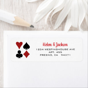 Étiquette Jouer Carte Convient Black White Las Vegas Mariage