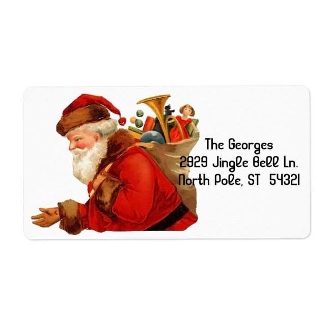 Étiquette Jouets de Noël du Père Noël vintage (Devant)
