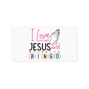 Étiquette Joueur de Bingo Jésus Foi Chrétien J'aime Jésus Un