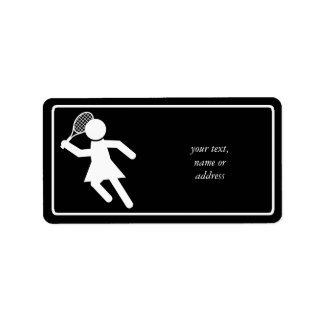 Étiquette Joueuse de tennis - Symbole de tennis (en noir)