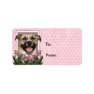 Étiquette Jour de mères - tulipes roses - Pitbull - Tigger