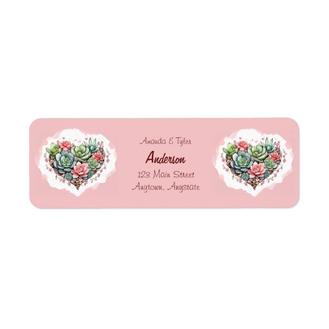 Étiquette Jour des Valentines du Coeur Succulent Rose Cute (Devant)