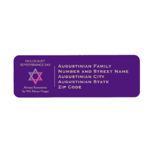 Étiquette Jour du Souvenir de l'Holocauste violet Adresse de