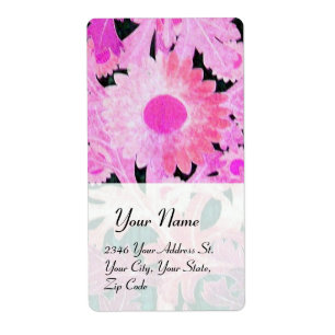 Étiquette JOUR, rose blanc noir