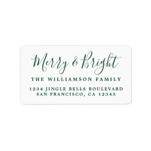 Étiquette Joy & Bright Green White Adresse de retour