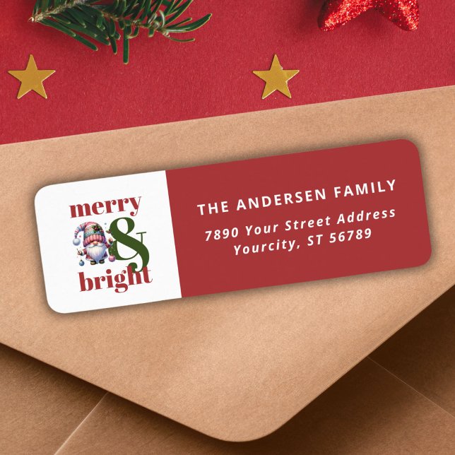 Étiquette Joy & Bright Red Bold Typography Adresse de retour (Merry & Bright Red Bold Typography Return Address Label)