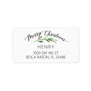 Étiquette Joy Christmas Holly Retourner l'étiquette d'adress