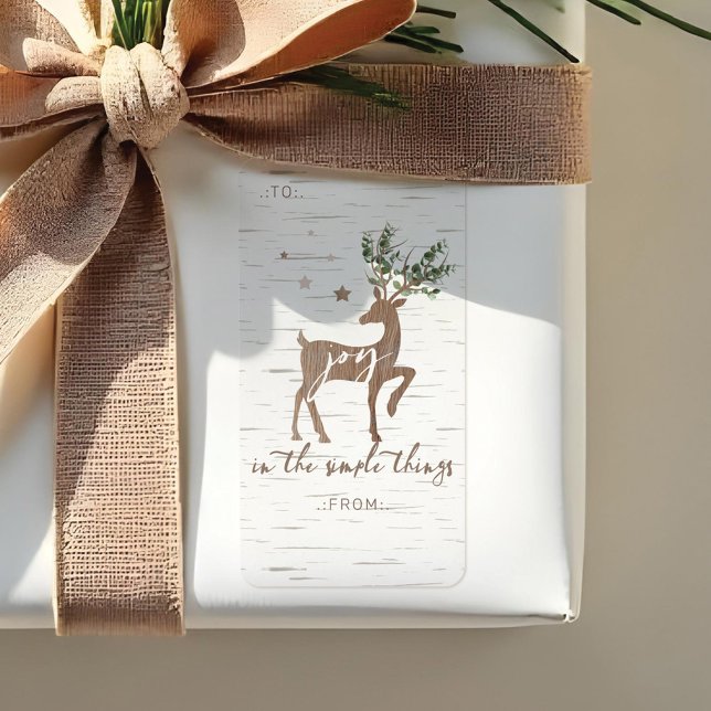 Étiquette Joy In the Simple Things Birch Bark Deer To & From (Joy In the Simple Things Birch Bark Deer To & From Label)