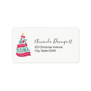 Étiquette Joy to the World Christmas Citation Typographie