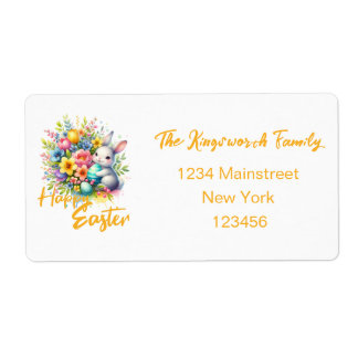 Étiquette Joyeuse aquarelle de Pâques Bouquet de fleurs de p