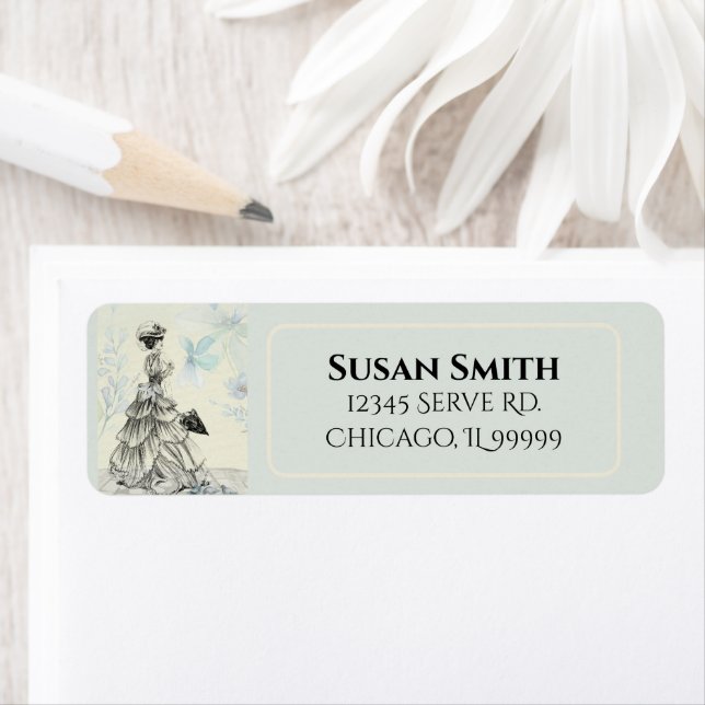 Étiquette Joyeuse fête des mères Femme victorienne Parasol B (En situation)