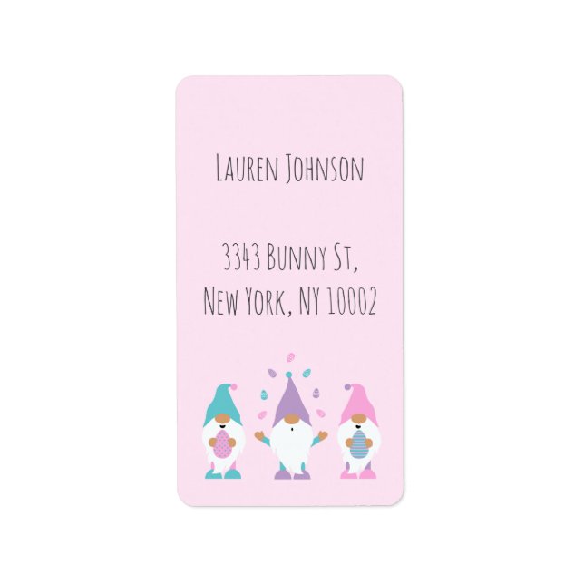 Étiquette Joyeuse Gnomie de Pâques Jonglant oeufs de Pâques  (Devant)