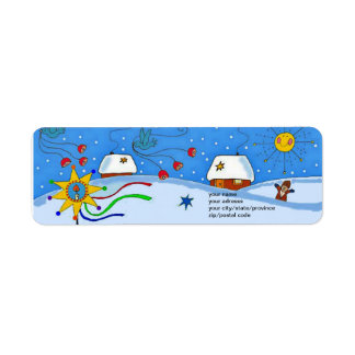 Étiquette Joyeuse Nuit de Noël Ukrainienne Folk Art