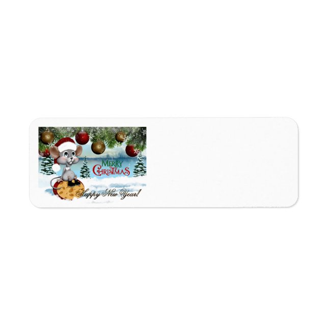 Étiquette Joyeuse souris de Noël (Devant)