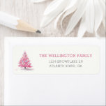 Étiquette Joyeuses fêtes Pink Christmas Tree Adresse personn<br><div class="desc">Joyeuses fêtes Pink Christmas Tree Étiquette de adresse personnalisé</div>