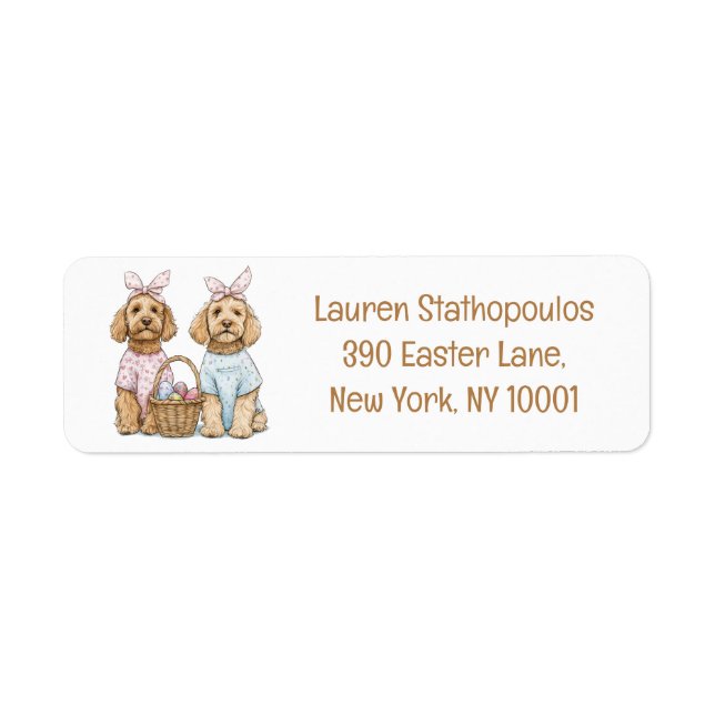 Étiquette Joyeuses Pâques Chiens Goldendoodle (Devant)