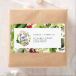 Étiquette Joyeuses vacances aquarelle feuillage Noël<br><div class="desc">Joyeuses vacances aquarelle feuillage étiquettes de adresse de Noël</div>