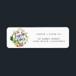 Étiquette Joyeuses vacances aquarelle feuillage Noël<br><div class="desc">Joyeuses vacances aquarelle feuillage étiquettes de adresse de Noël</div>