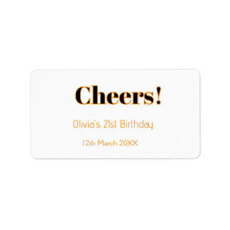 Étiquette Joyeux 21e anniversaire nom date simple minimal 