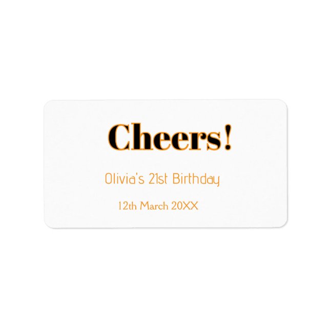 Étiquette Joyeux 21e anniversaire nom date simple minimal  (Devant)