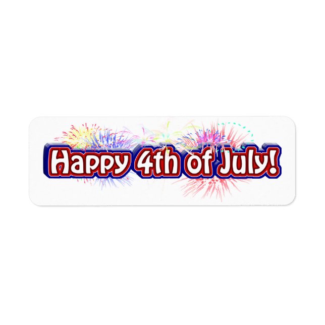Étiquette Joyeux 4 juillet avec Feu d'artifice (Devant)