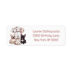 Étiquette Joyeux Anniversaire Chapeaux de Fête Bouledogues F