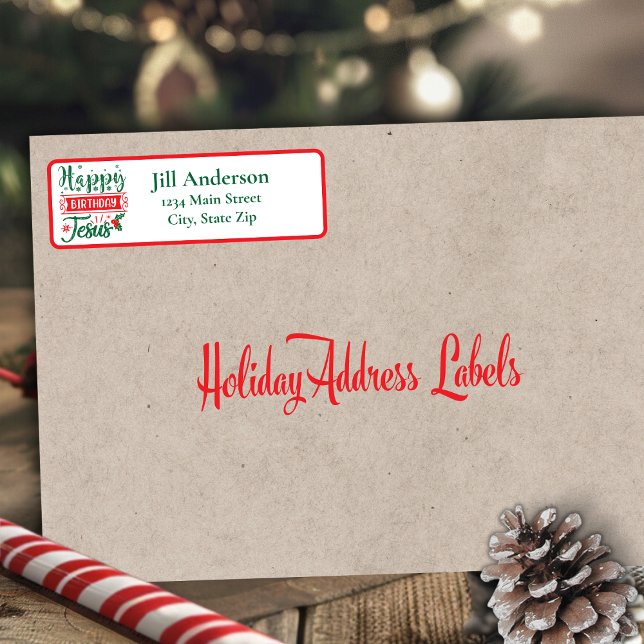 Étiquette Joyeux anniversaire Jésus Noël Retour Adresse (Happy Birthday Jesus Christmas Return Address Label)