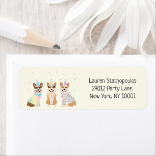 Étiquette Joyeux Anniversaire Pembroke Welsh Corgi Chiens